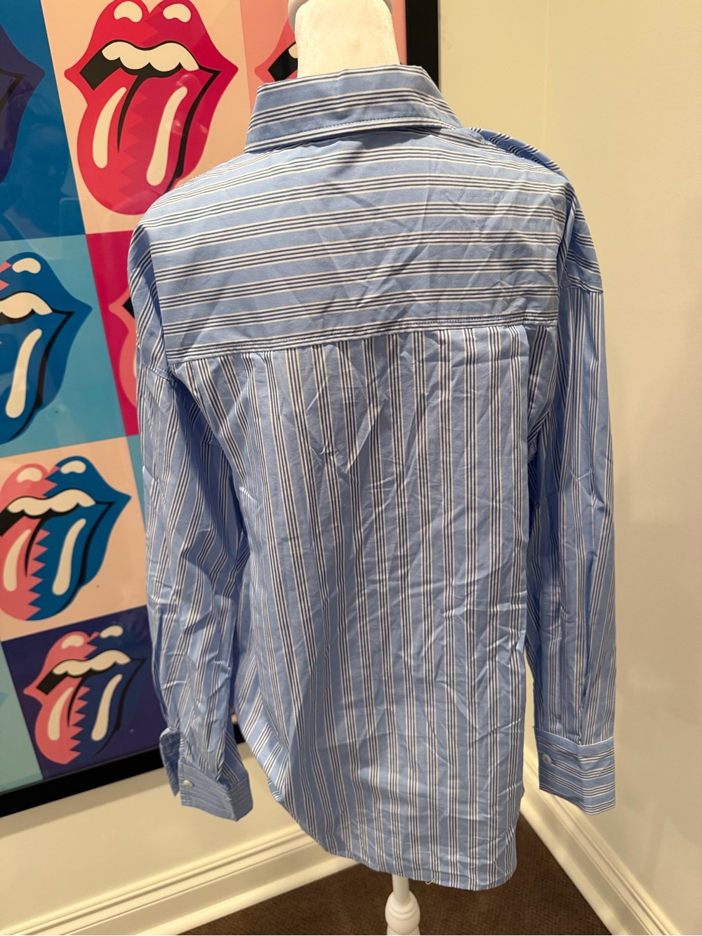 OLIVACEOUS Relaxed Blue Stripe Button-Down Shirt - Picture 5 of 7
